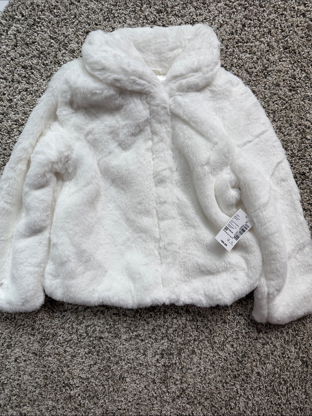 NWT Children's Place girls White Faux Fur Jacket Coat 5T